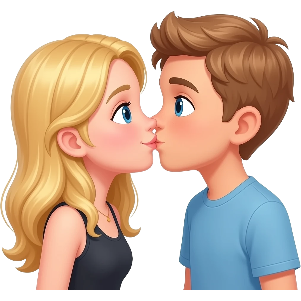 13 year olds kissing one a pretty girl with blond hair and one a cute boy with light brown hai emoji