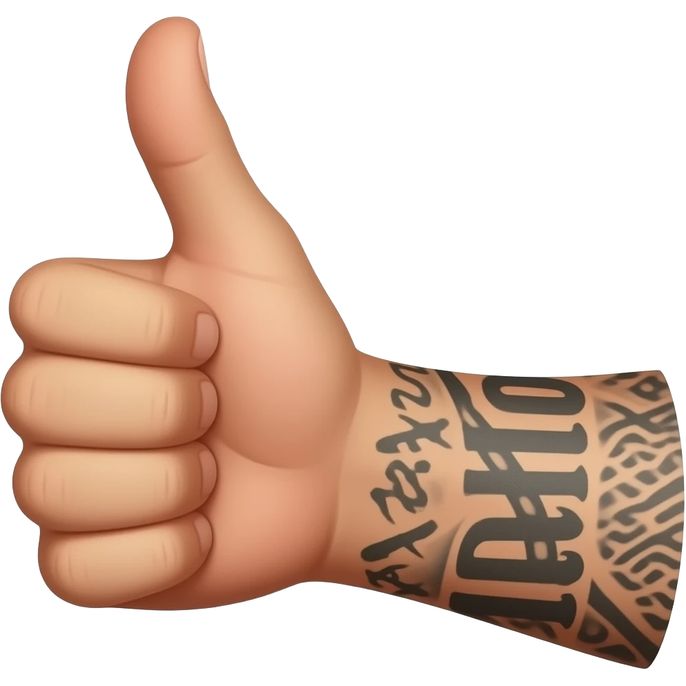 Latino man hand thumbs up with tattoos emoji