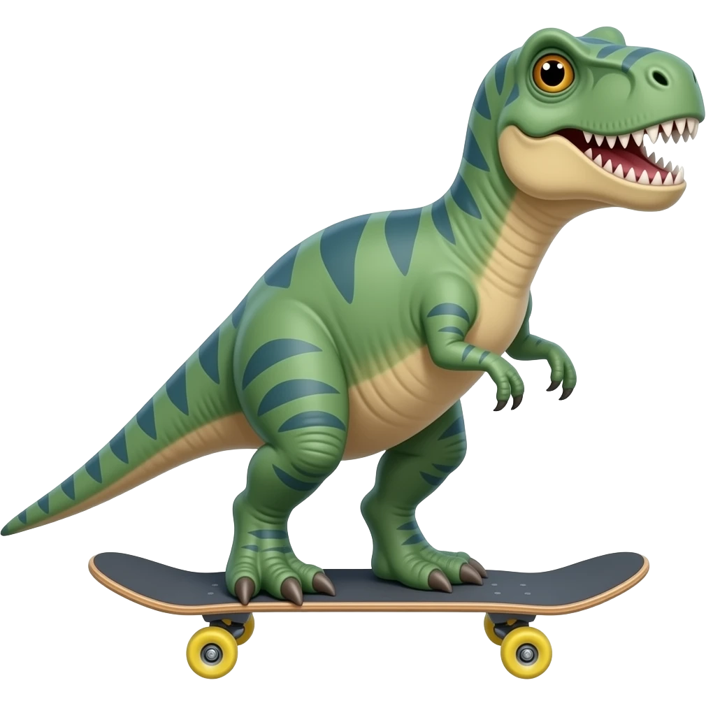 Dinosaur on a skateboard emoji