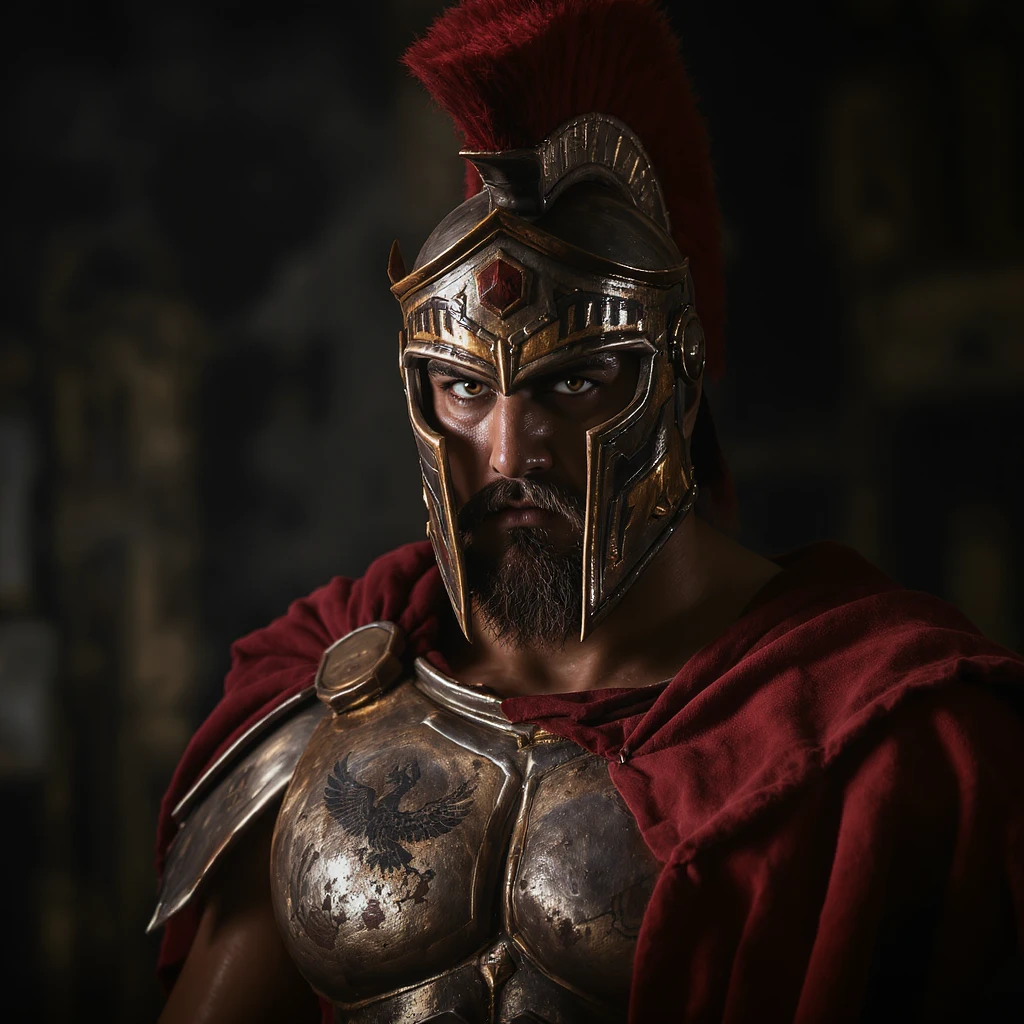 a gladiator, realistic style, dramatic lighting emoji