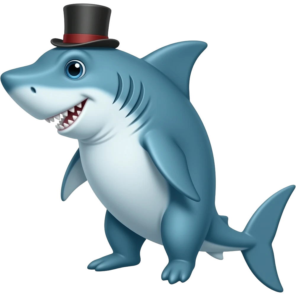 Shark with a top hat emoji