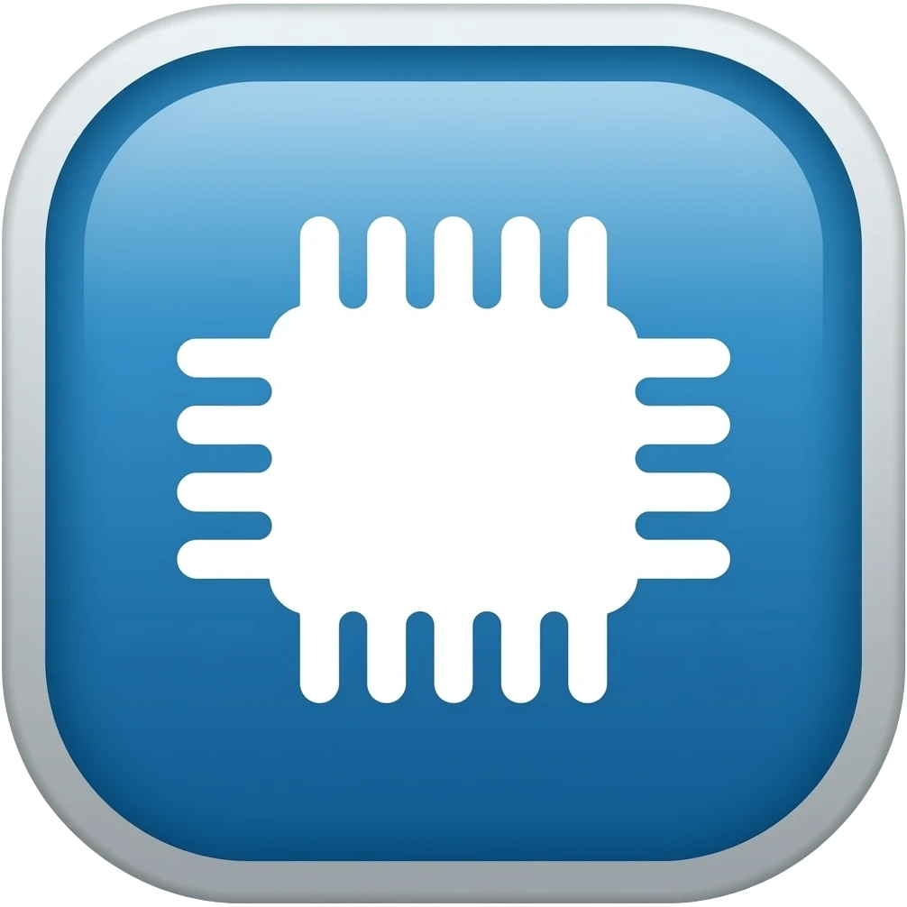 an app, with a chip logo, make it blue, and have an app feeling emoji