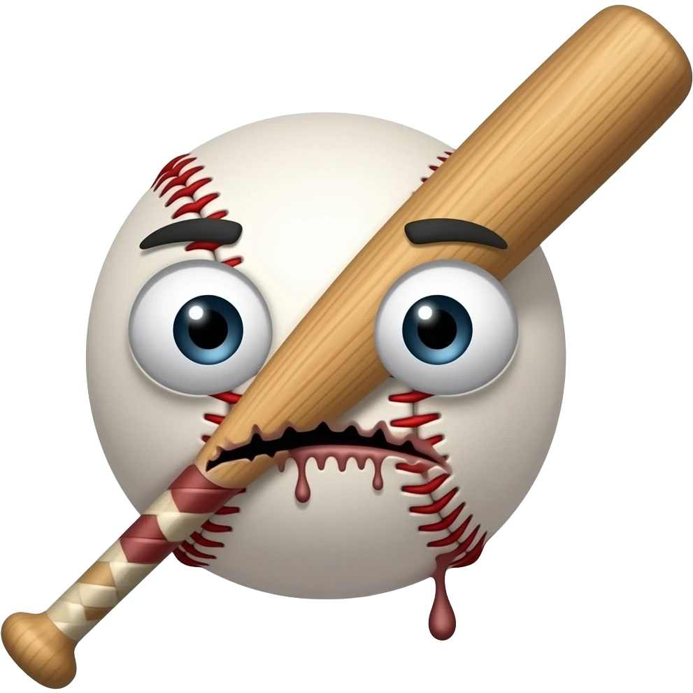 Tung tung tung baseball bat with a face that has a baseball bat brainrot emoji emoji