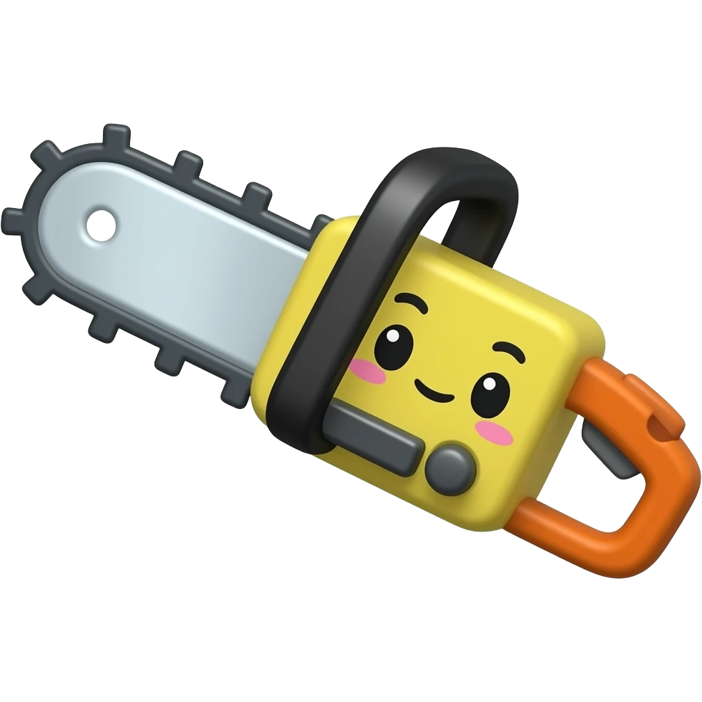 Kawaii color chainsaw 3D render png emoji