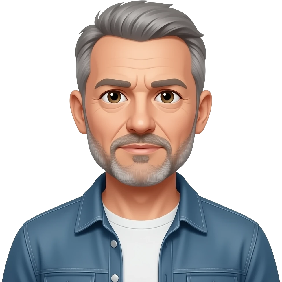 very entellectual man, 65 years old, street wear stubble, very short hair emoji