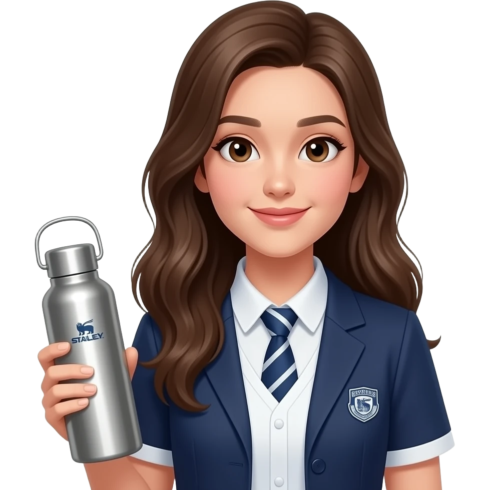 preppy girl with a stanley emoji