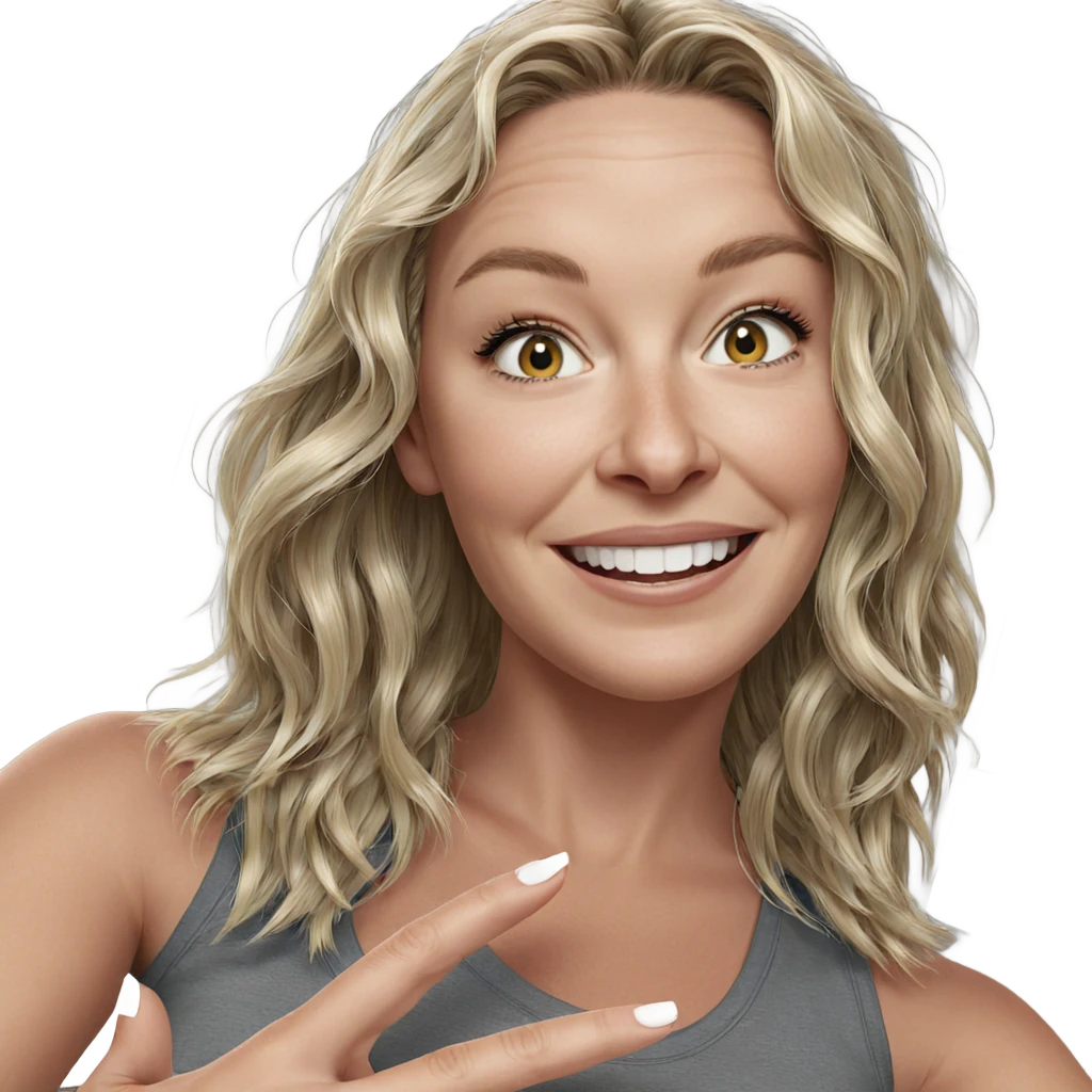 blonde girl with a smile emoji