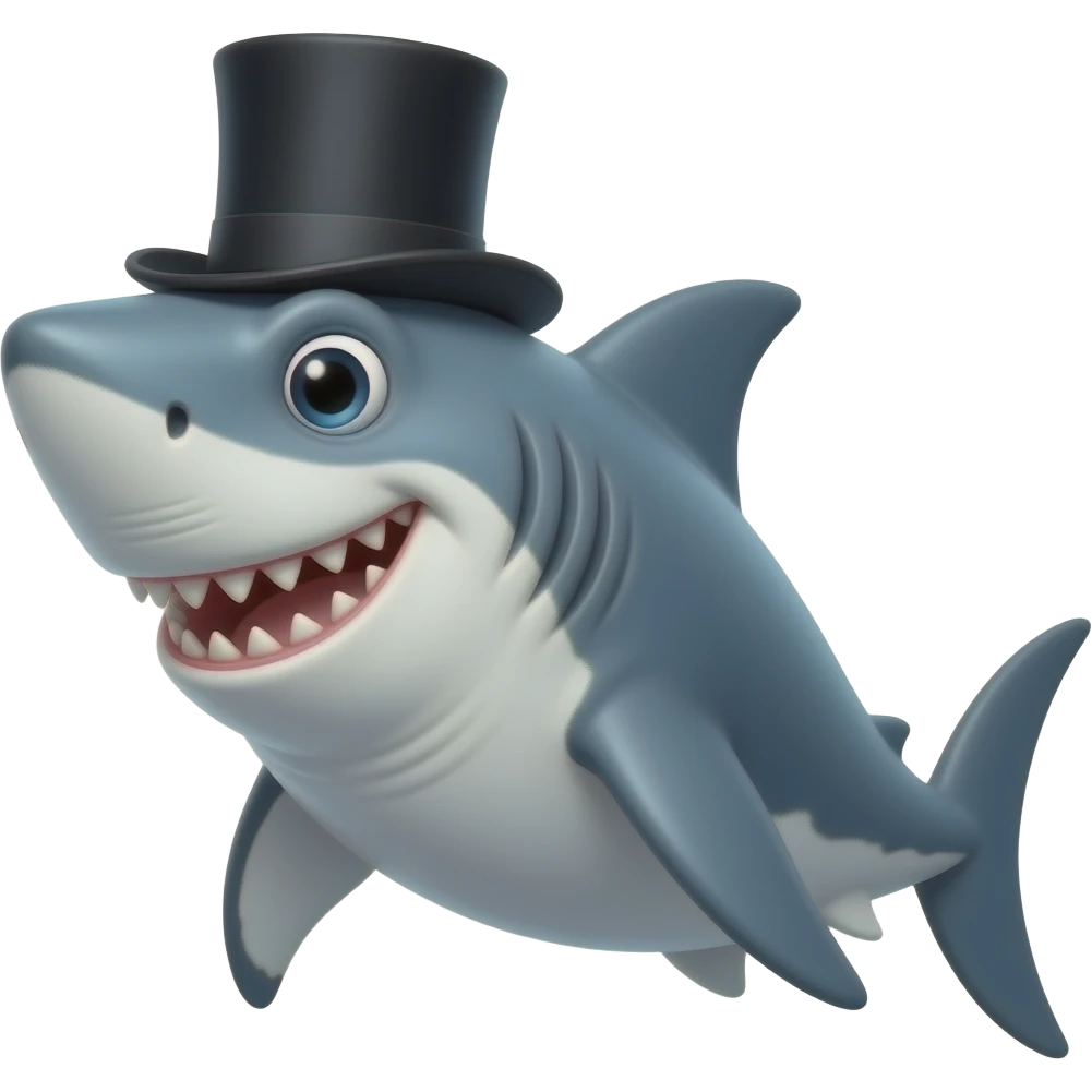 Shark with a top hat emoji