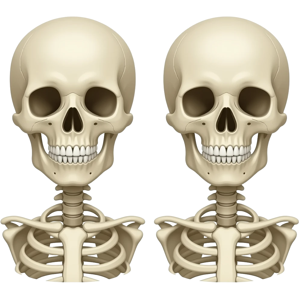 Two skeleton head and shoulders emoji