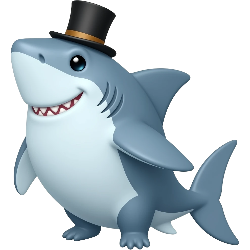 Shark with a top hat emoji