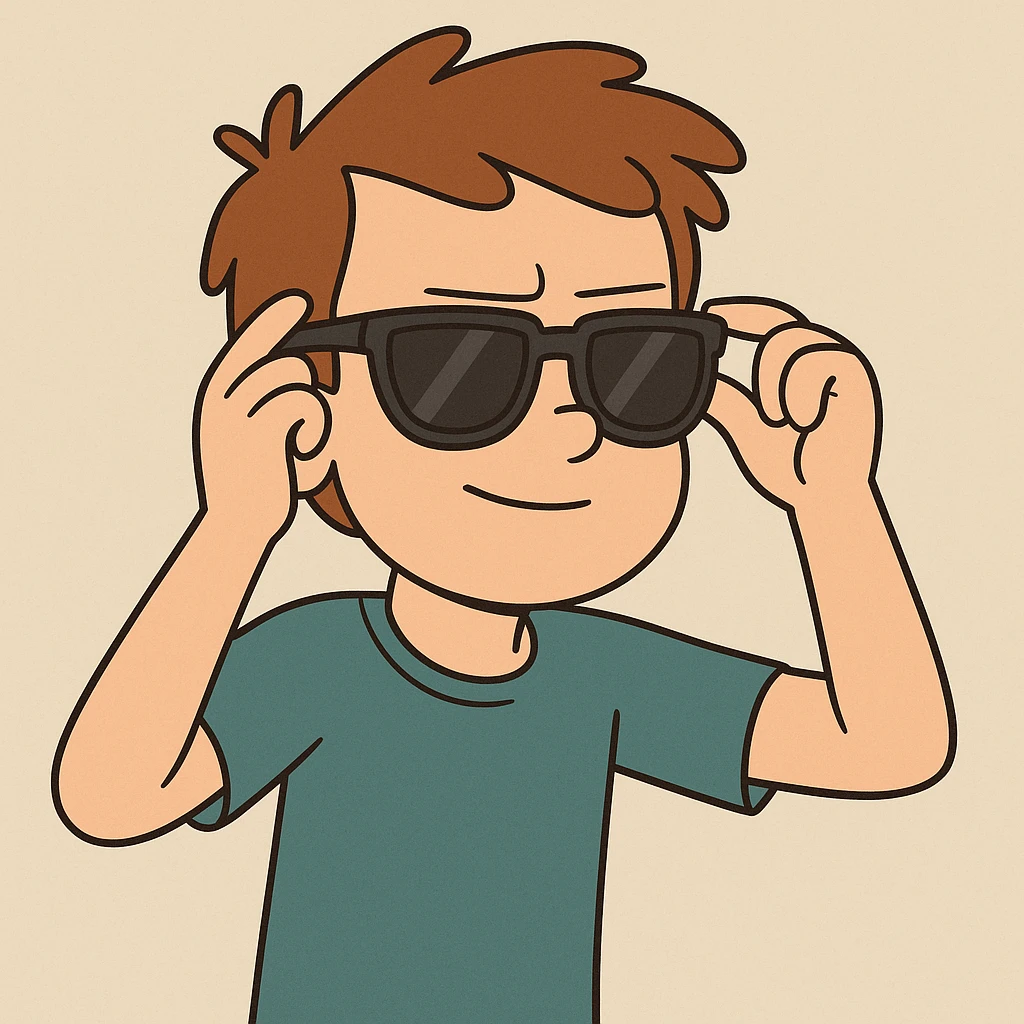 A boy wearing his sunglasses emoji