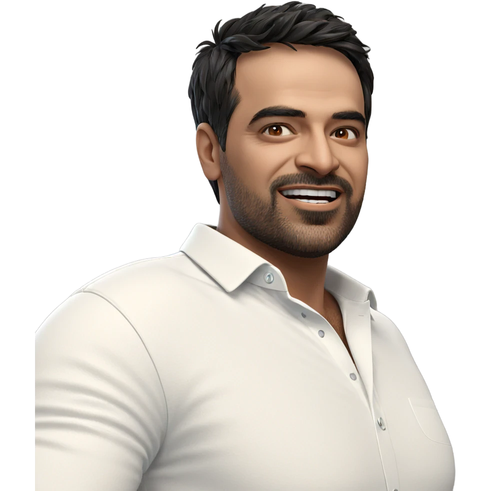 happy guy in white shirt emoji
