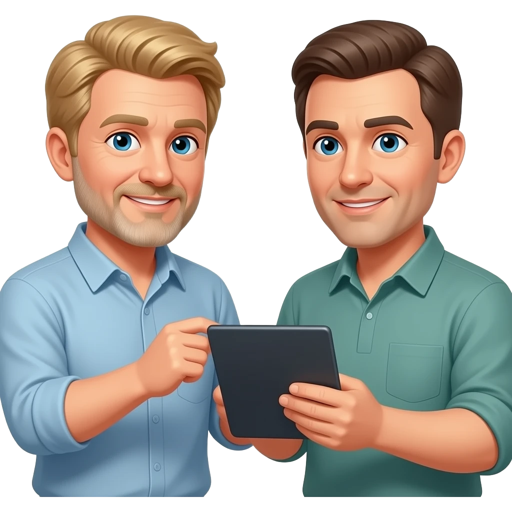 2 Men, agreed to improve, one is blond and middle ages emoji