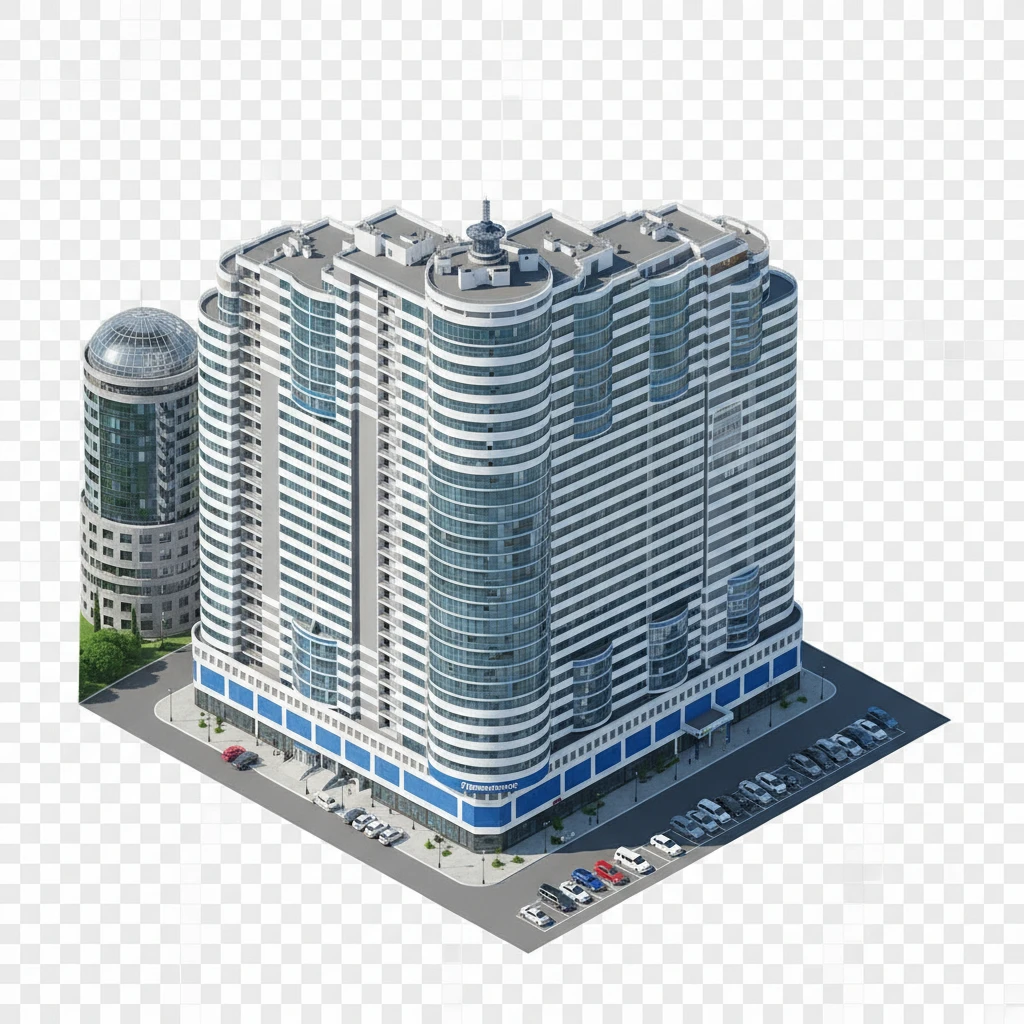 Изометричная, яркая, детализированная, объемная и фотореалистичная иллюстрация ЖК Белый Ангел в Ростове-на-Дону. Чёткие контуры, не размазанные линии, высокое качество, прозрачный фон, не обрезать края картинки emoji