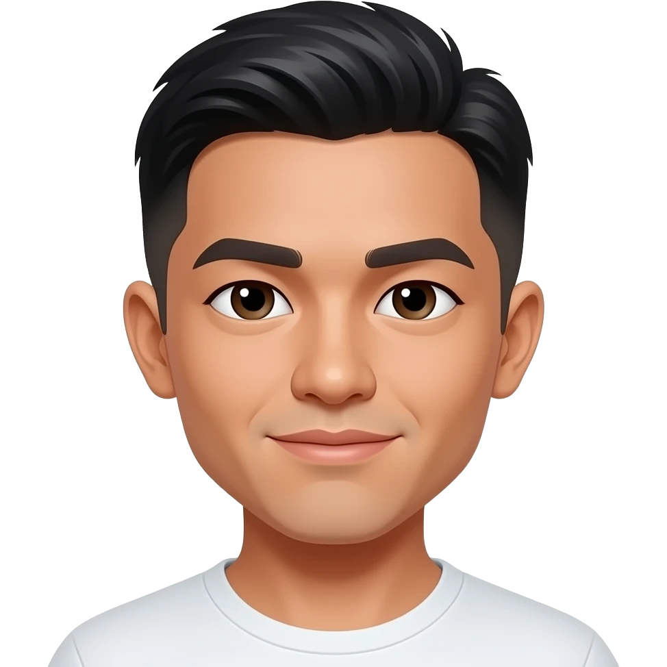 25 year old Filipino man fade hair cut closed lips eyes emoji