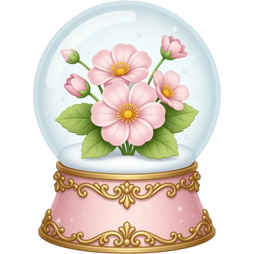 vintage rococo light pink dainty floral snow globe emoji