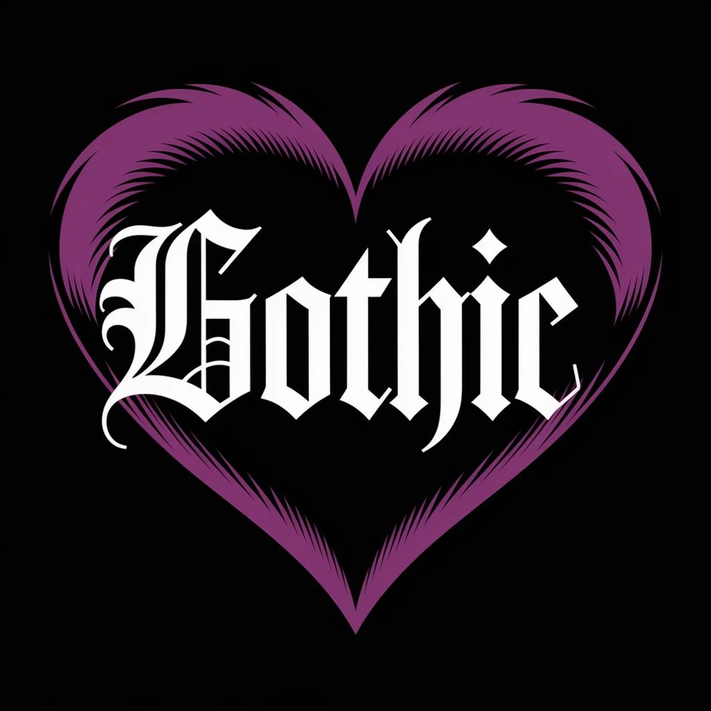 gothic heart with a gothic script letter emoji