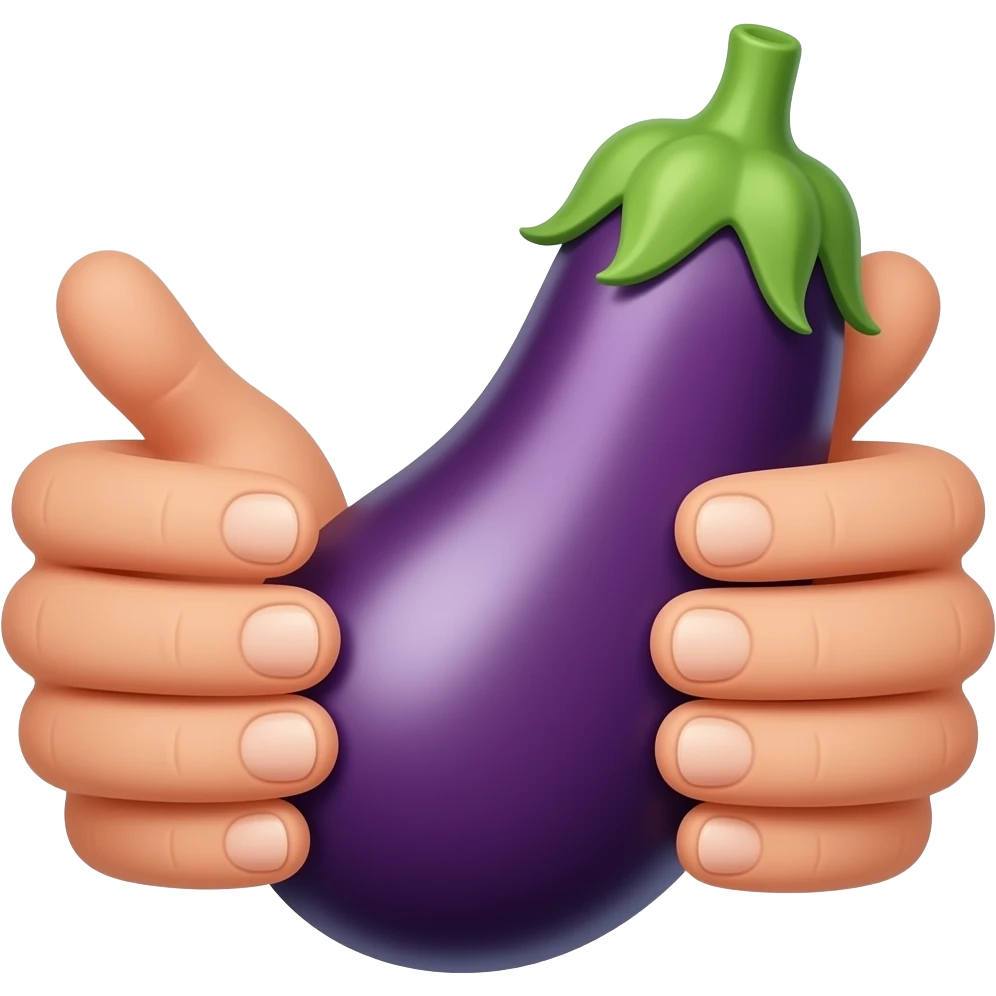 Hands around 🍆 emoji
