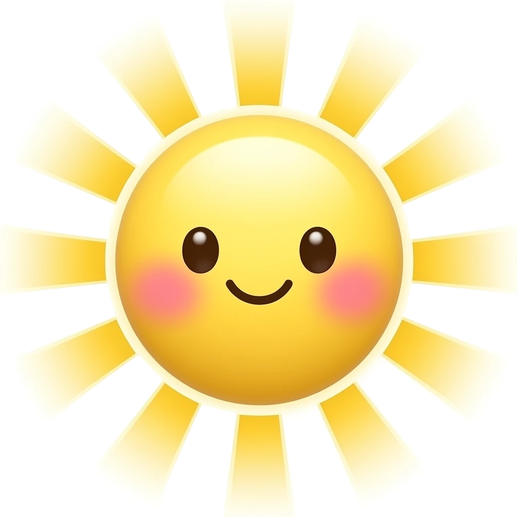 Kawaii yellow sun with rosy pink cheeks and a tiny smile" emoji