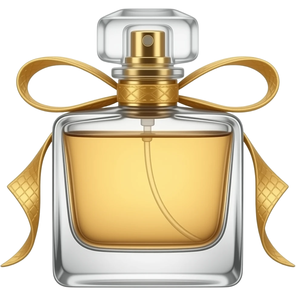 A vintage perfume bottle emoji in old money style, clear glass, gold accents, classy and feminine, premium emoji look emoji