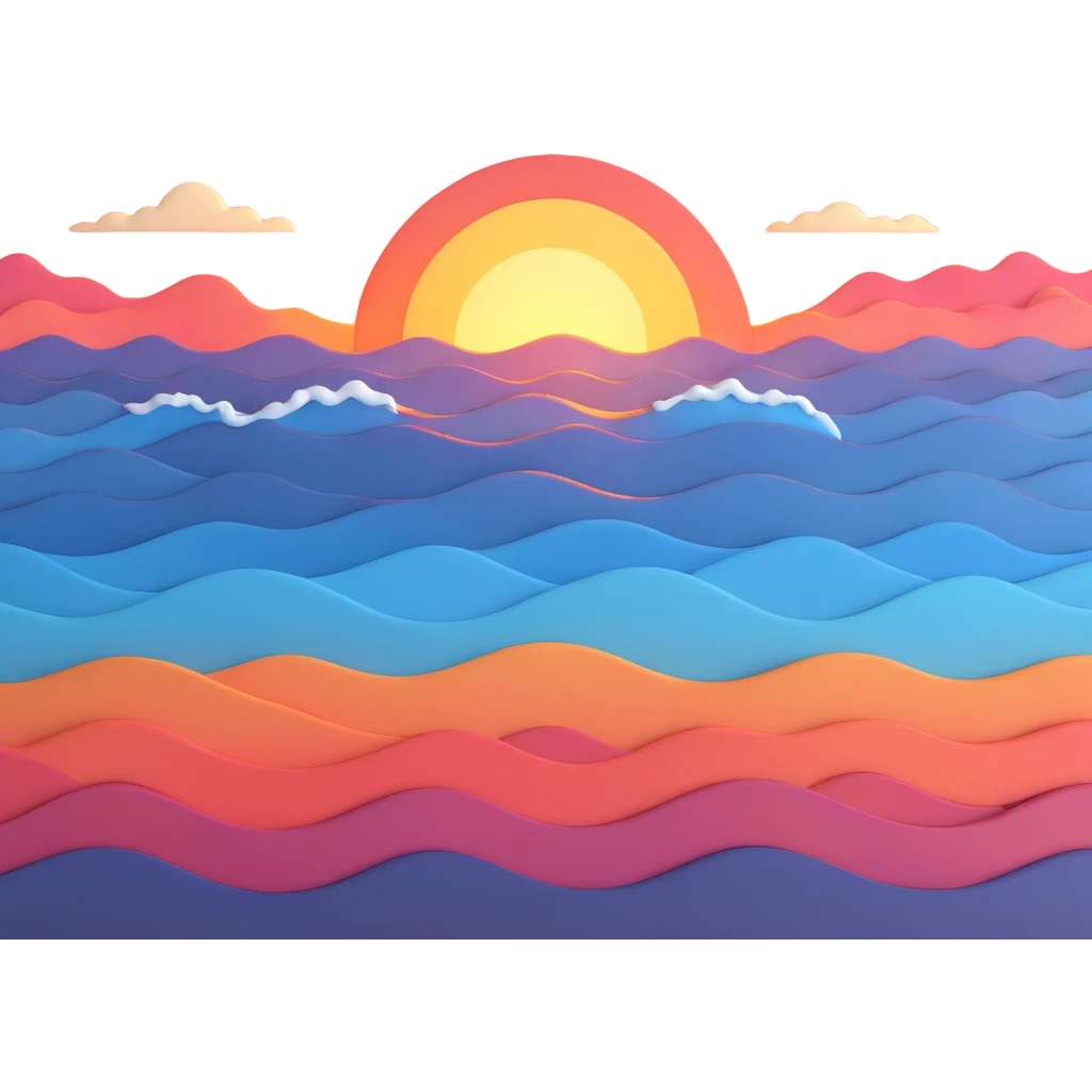 Waves sunset horizon emoji