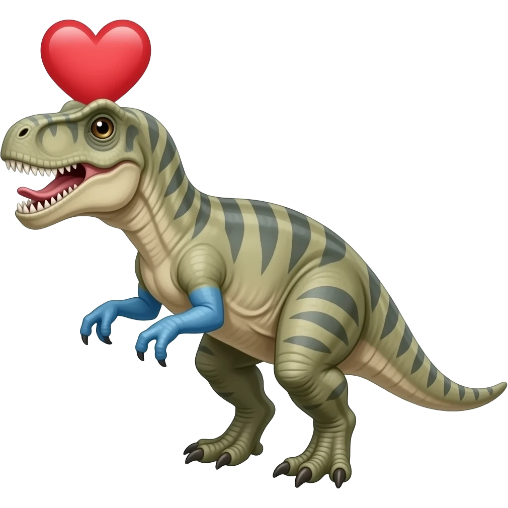Carnotaurus hungry with blue arms and heart by the head emoji