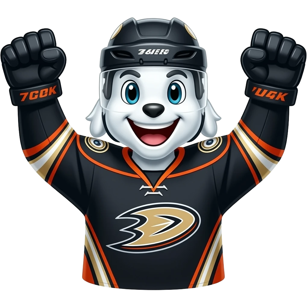 Anaheim  Ducks mascot win 7-4 banner emoji