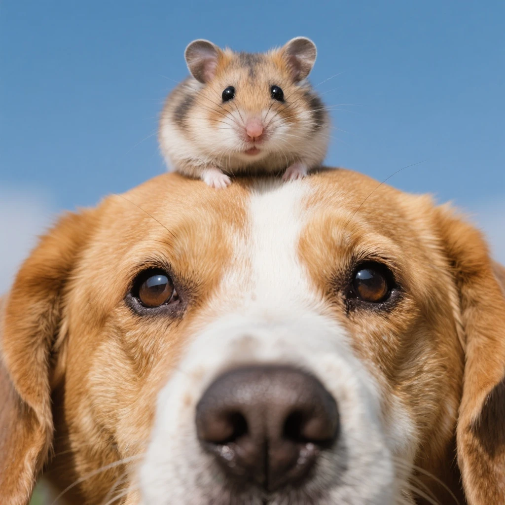A hamster on the head of dog emoji