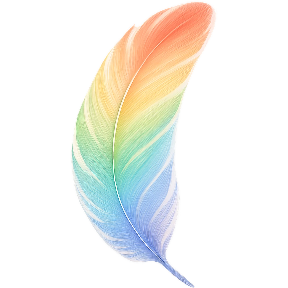 gay pride emoji, rainbow feather, soft and elegant emoji