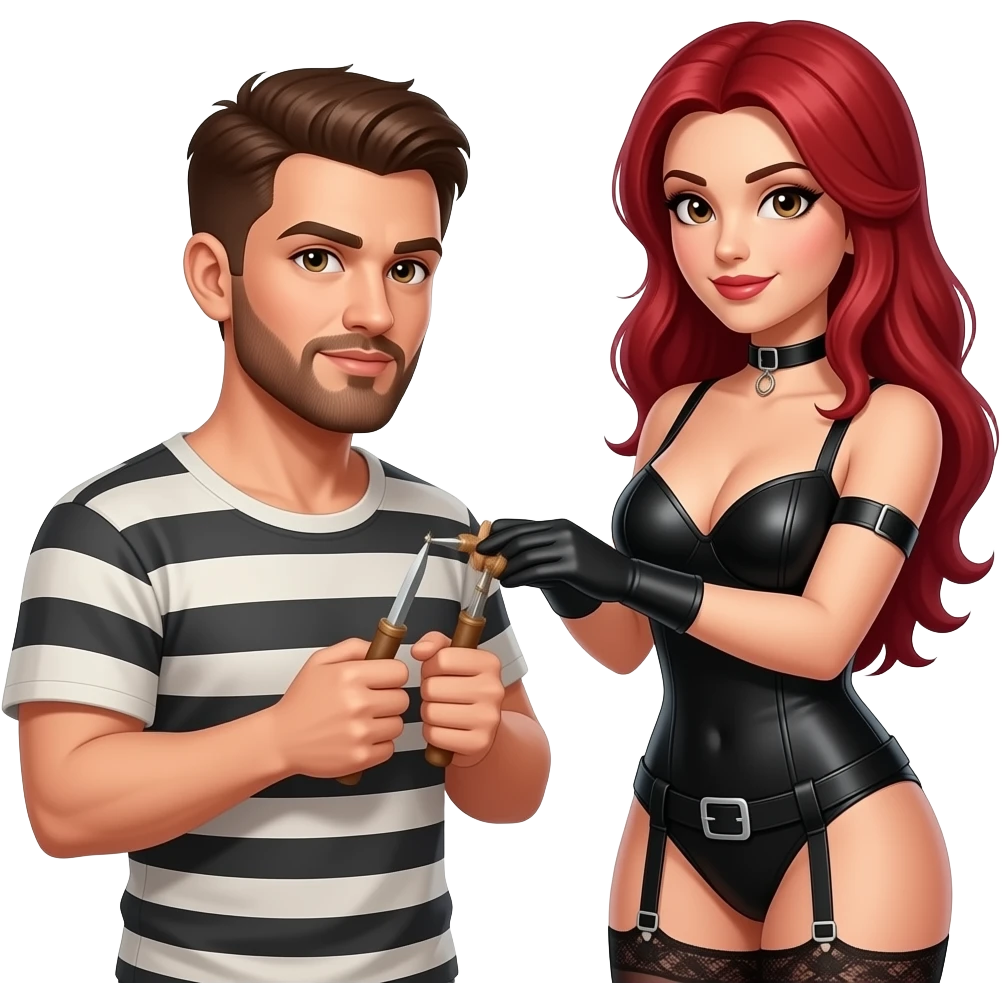 slave man is ready for get pegging by a femdom emoji