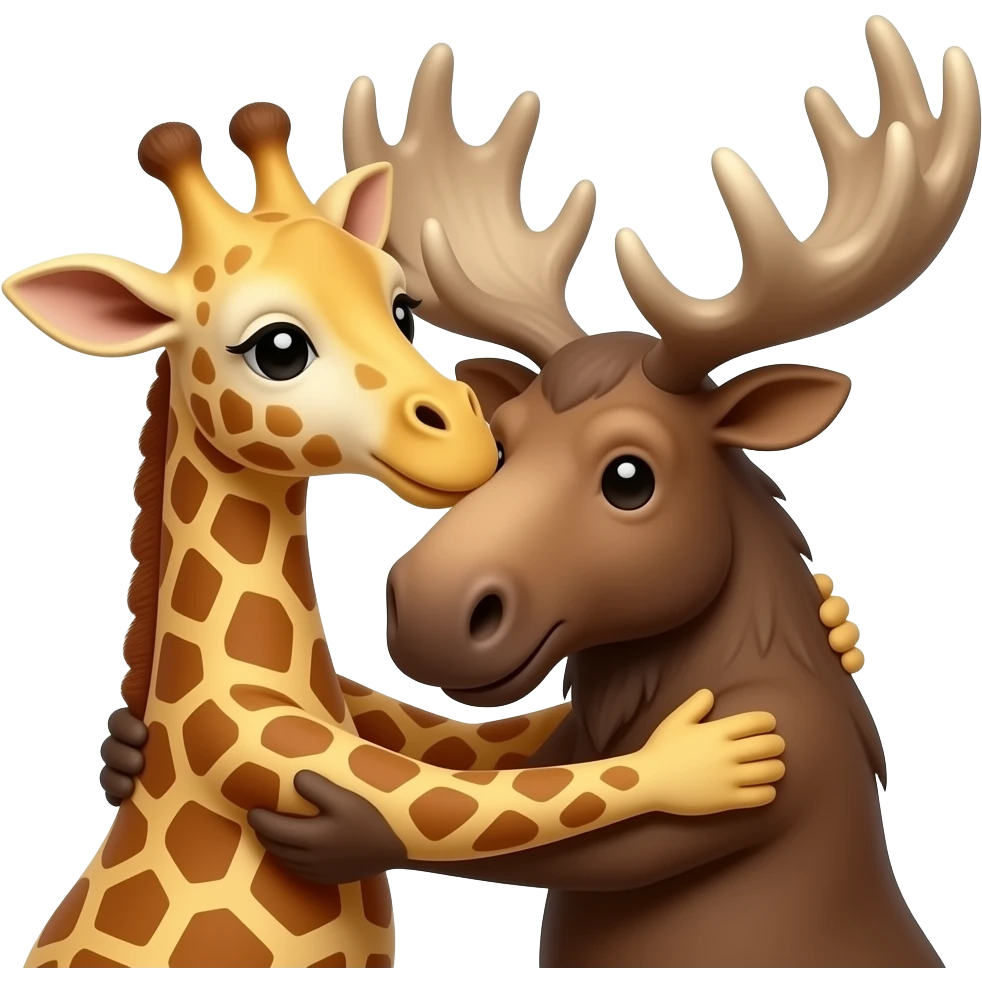 Giraffenkopf und Elchkopf umarmen sich emoji