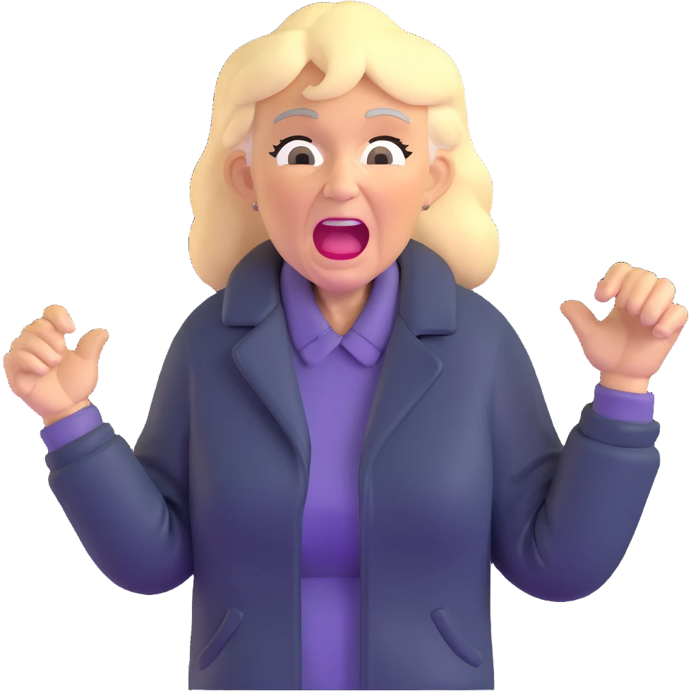 mean Karen, old yelling lady with blonde hair and a jacket emoji