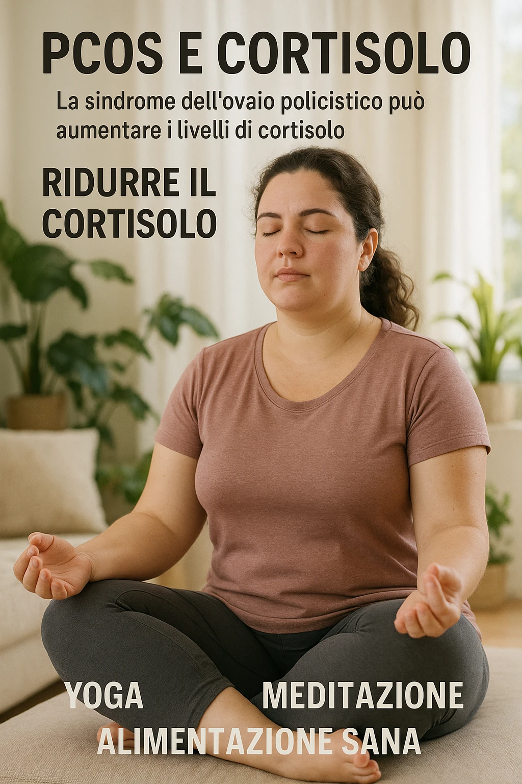 Donna con pcos che abbassa il suo cortisolo immagine realistiche in italiano emoji