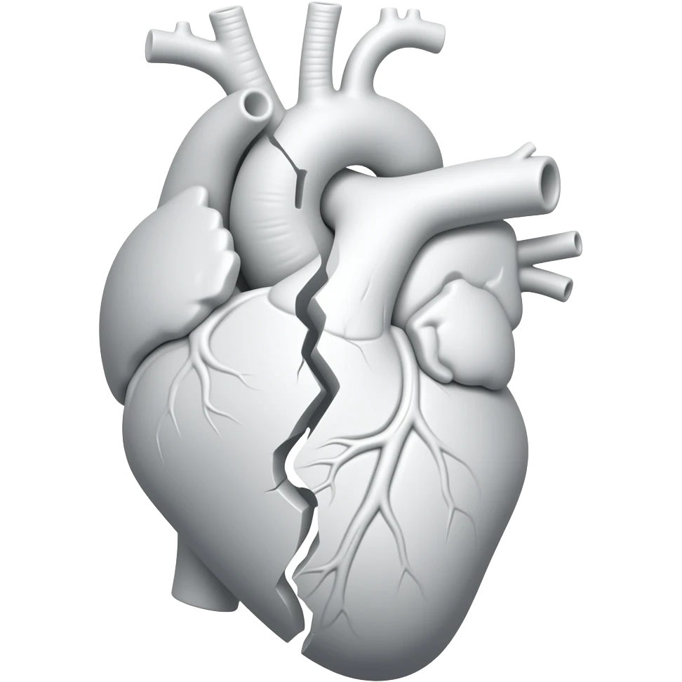 разбитое пополам анатомическое сердце белого цвета emoji