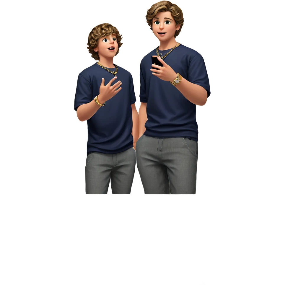 boys in bathroom with jewelry emoji