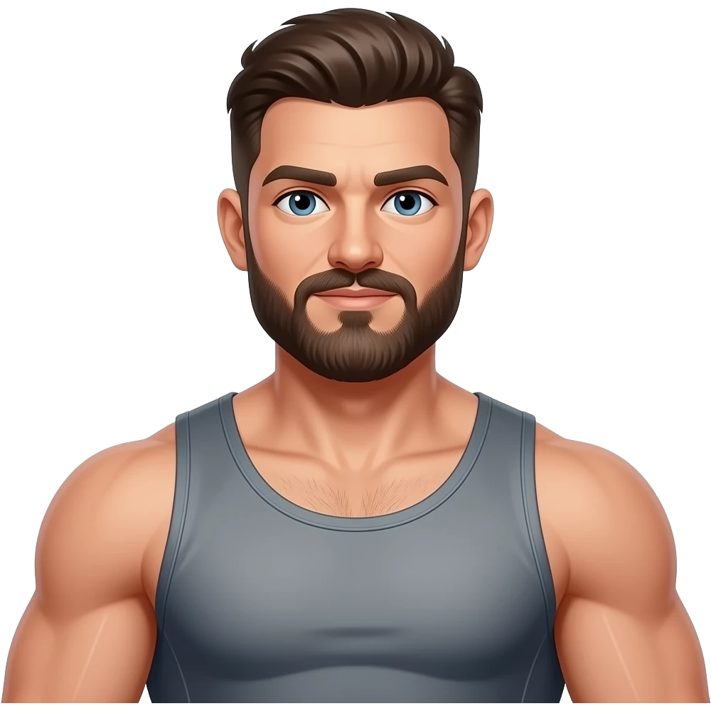 Men with beard and muscle emoji