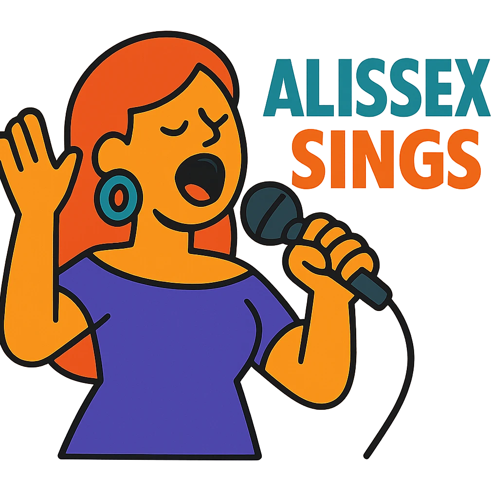 vibrant toon style illustration of a singer with the text 'Alissex sings' emoji