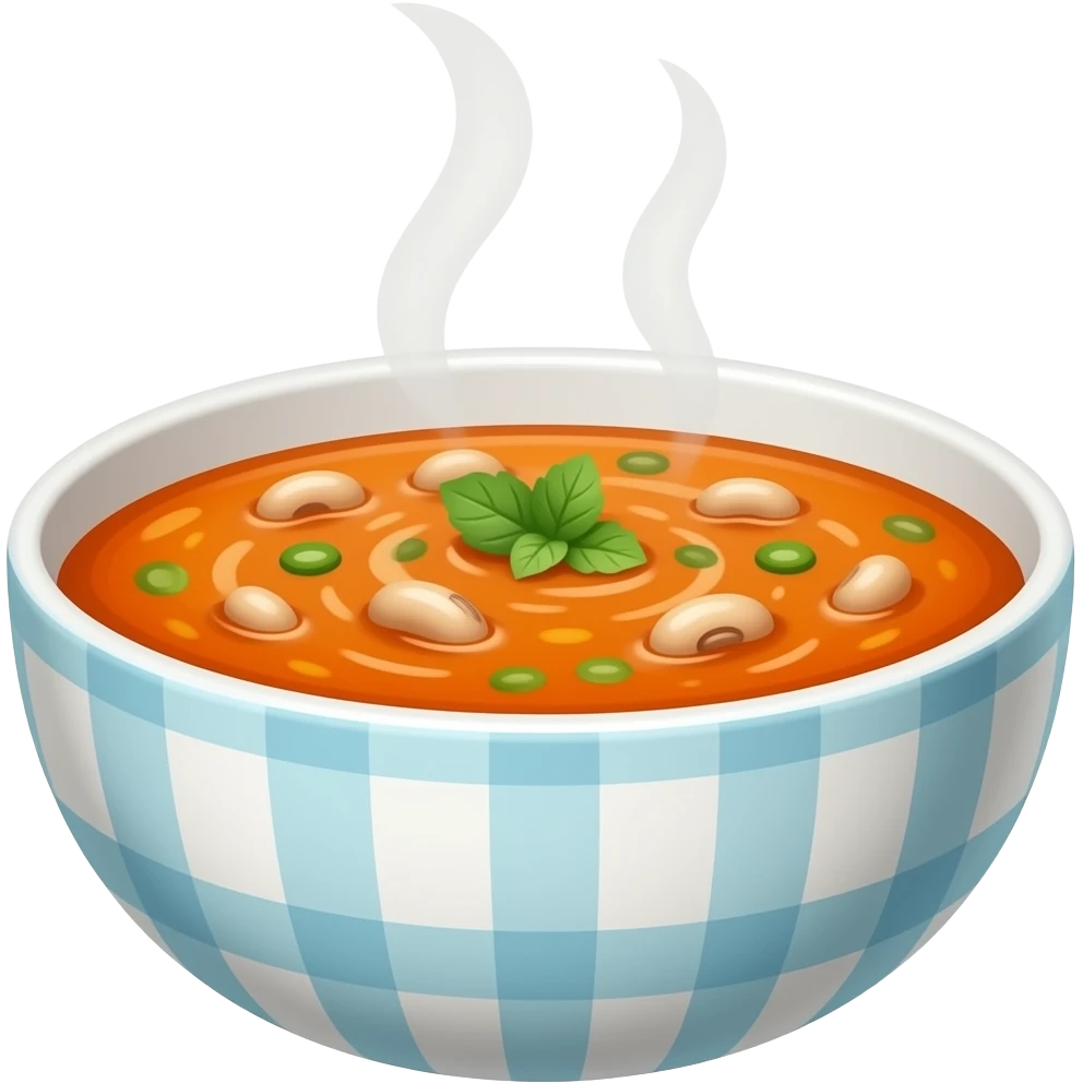 sopa de frijoles, le sale humo por arriba y esta serivido en un bowl bonito emoji