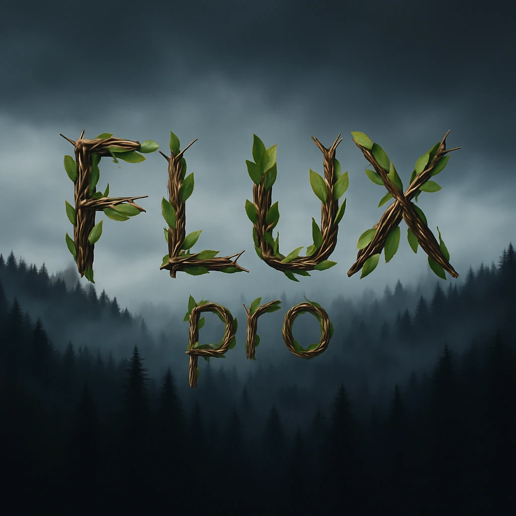 recreate this image but make more readable, remove 1.1 and add "pro", text should be made from leaves and sticks emoji