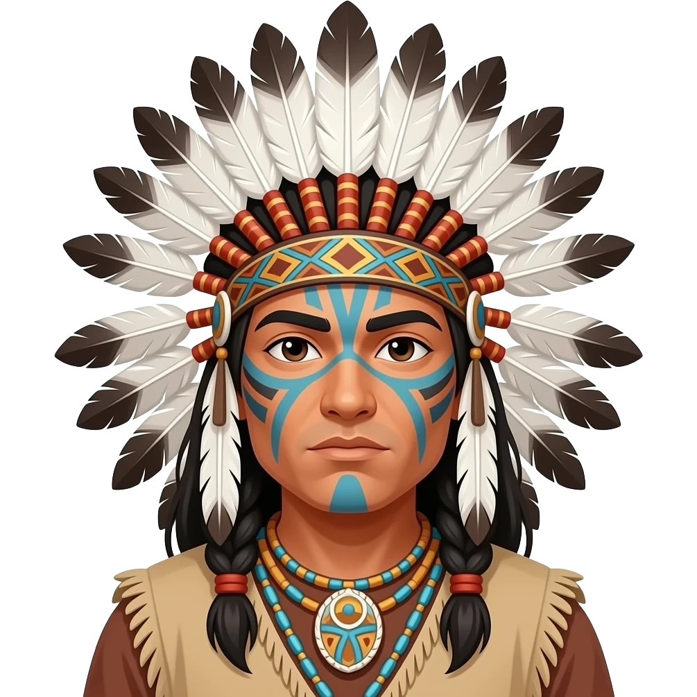 Native American man with headdress with face paint emoji