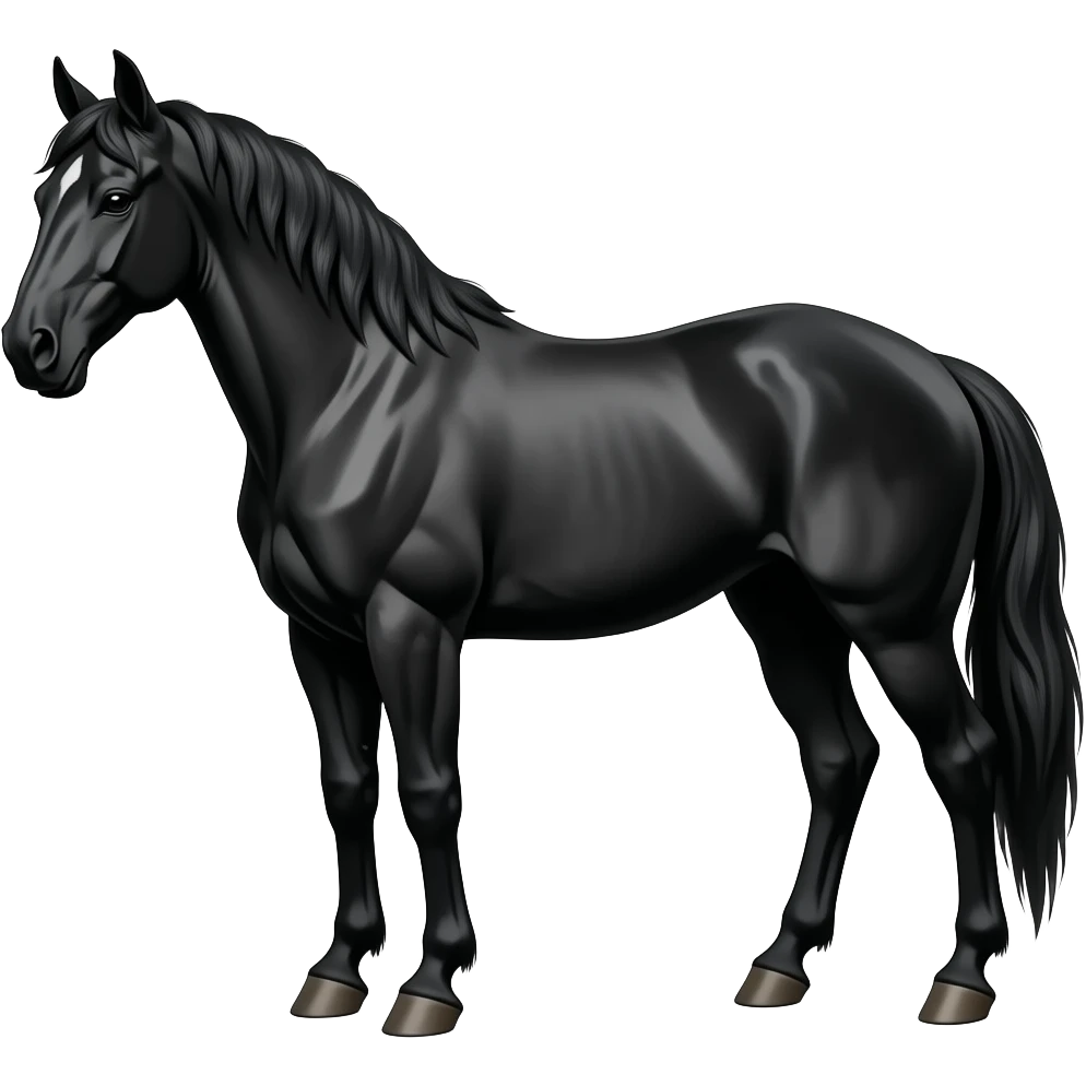 Real black horse and dangerous horse emoji