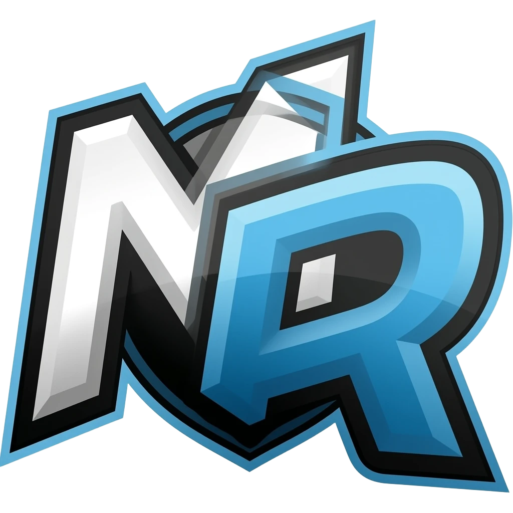 Logo team esport black and blue, no estilo syberpunk com as letras "M" e "R" emoji