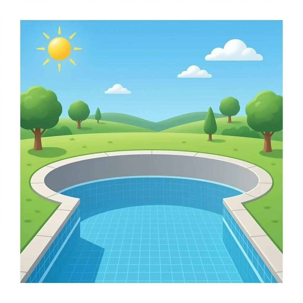 Swimming pool without water. Big concrete hole emoji