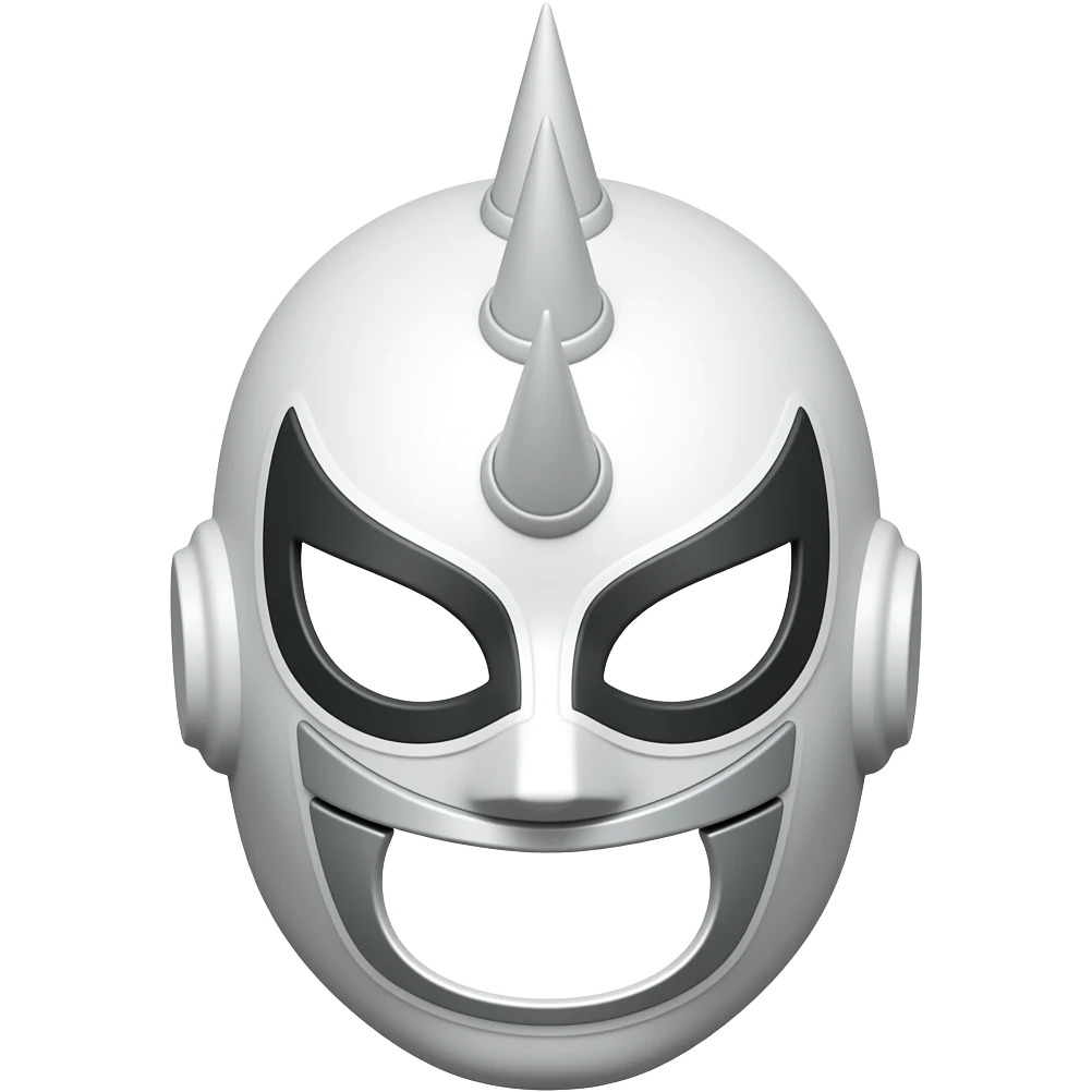 Mascara de lucha libre blanca con diseño de robot von 3 puas en la cabeza a lo largo emoji