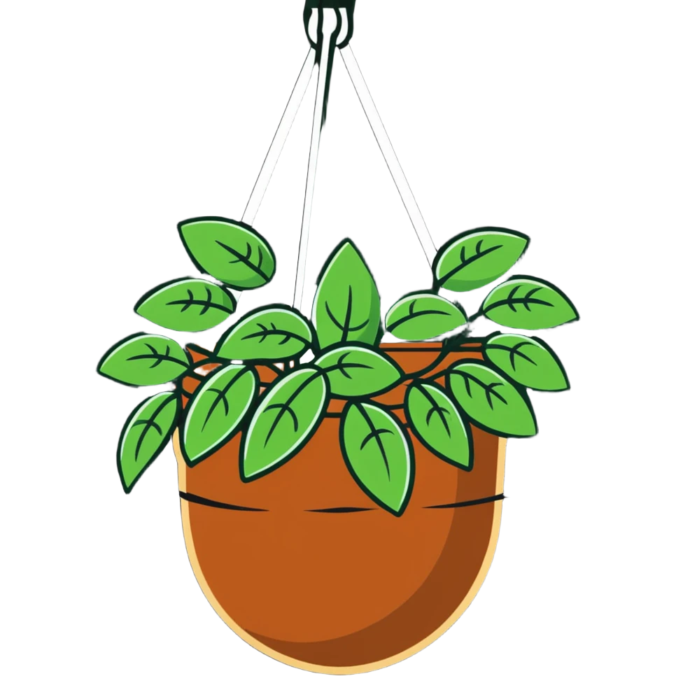 Plectranthus Verticillatus with cascading vines and perfect circle-shaped leaves like coins in a coconut fiber hanging basket emoji