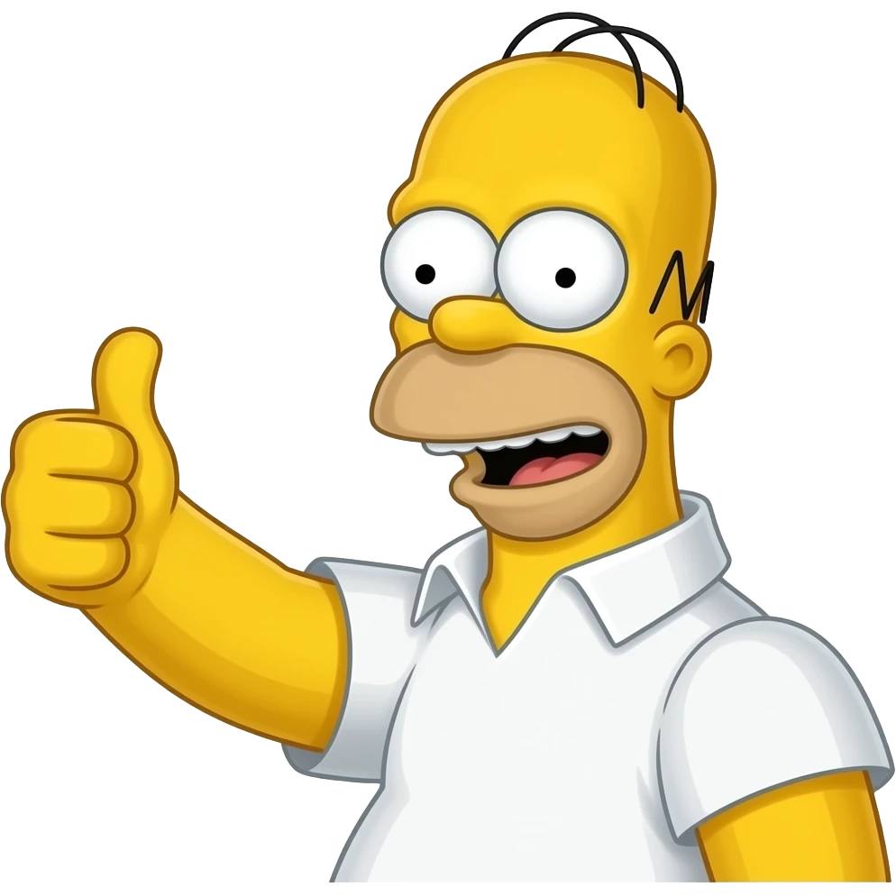 Homero sacando el dedo pulgar emoji
