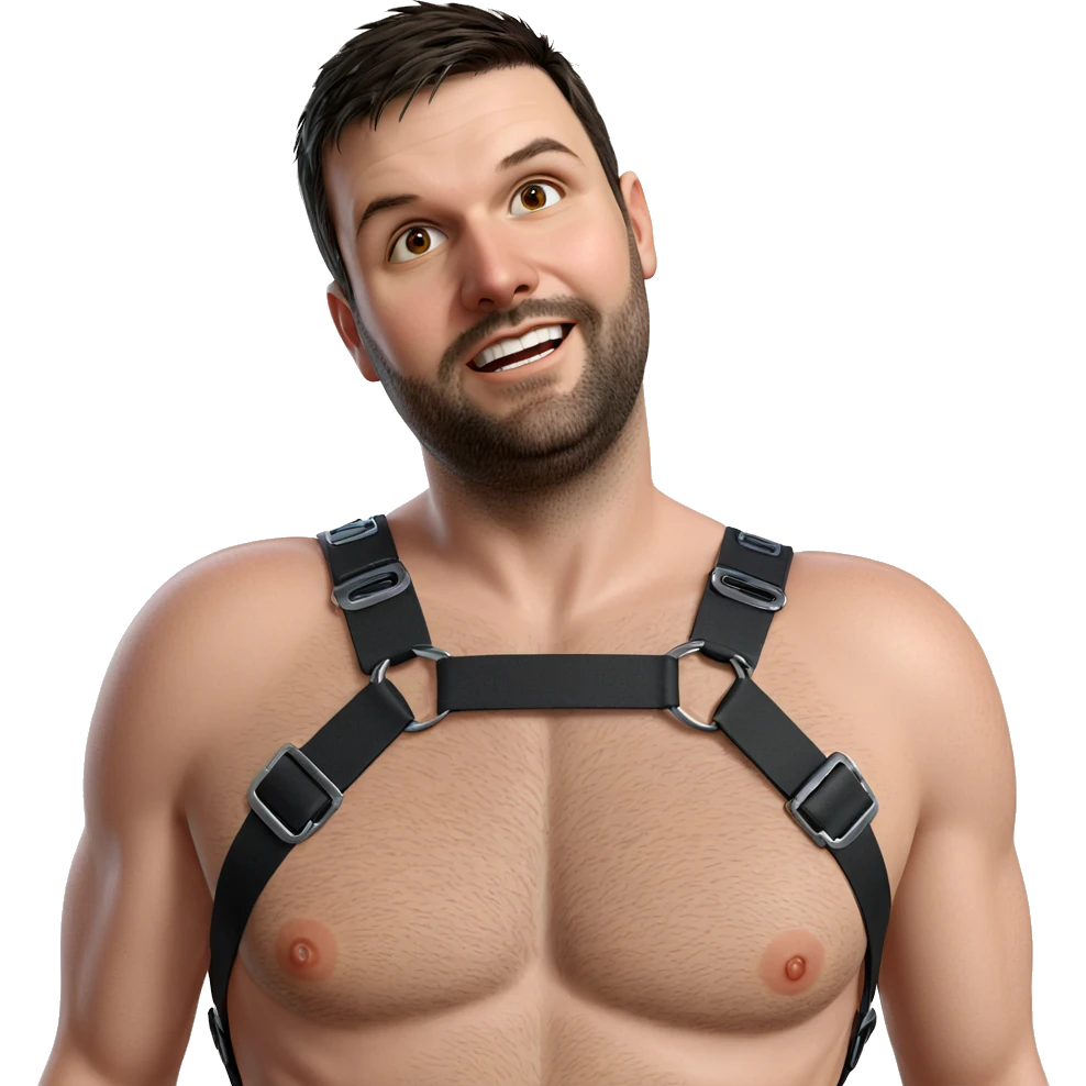 male portrait with harness emoji