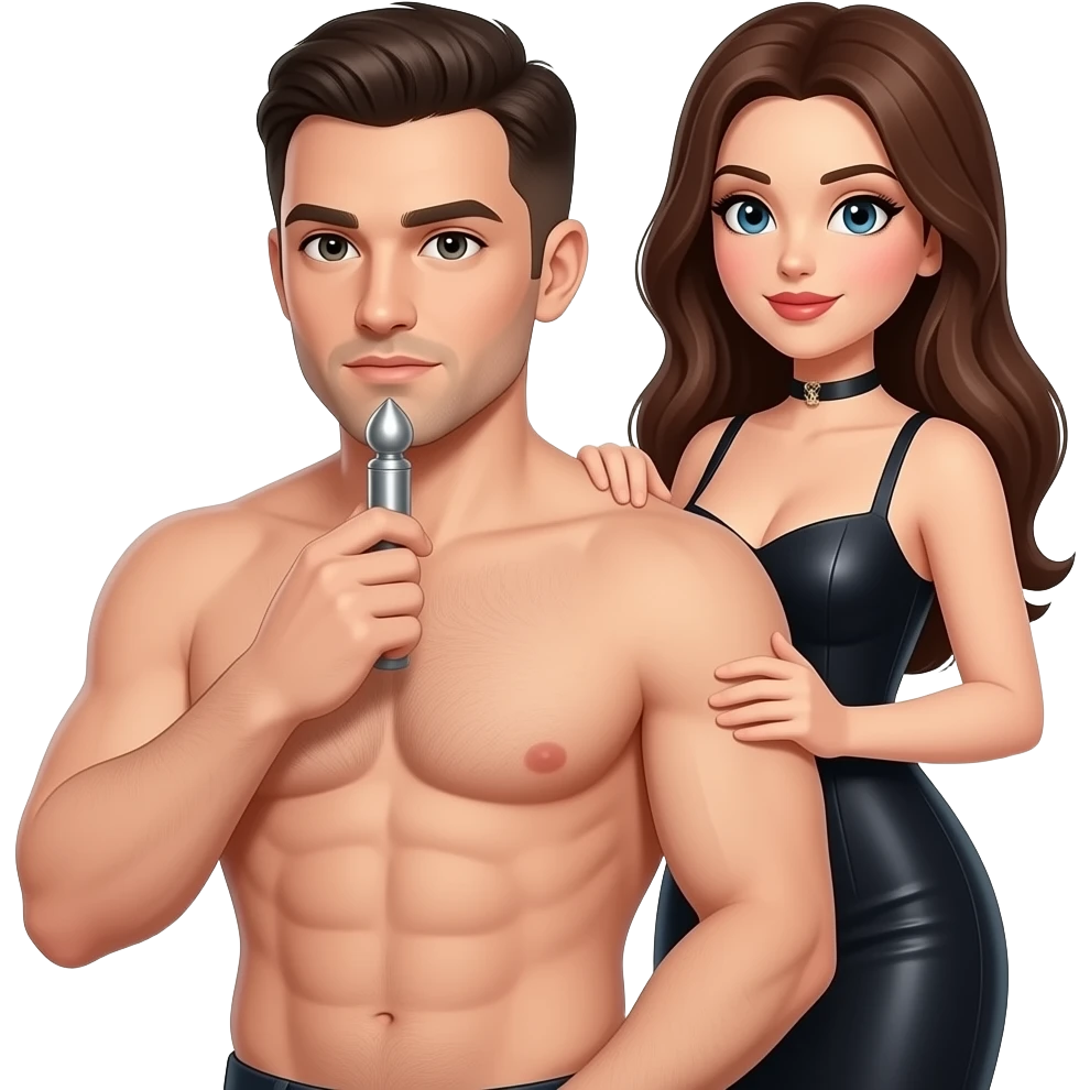 Submissive man is ready for get pegging by a femdom emoji