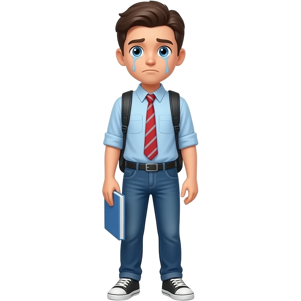 tired university student with entire body emoji