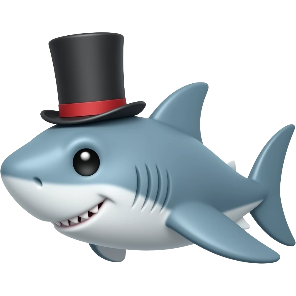 Shark with a top hat emoji